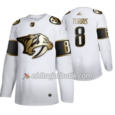 Män Ishockey Nashville Predators tröja Kyle Turris 8 Adidas 2019-20 Golden Edition Vit Authentic